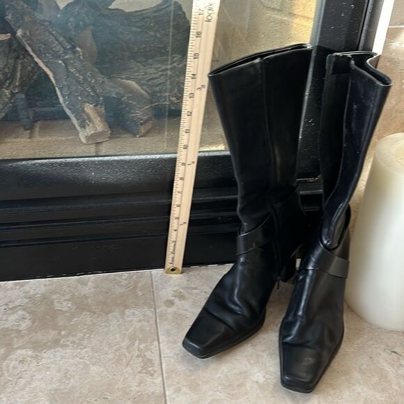 Franco Sarto Women's Black Heeled Leather Boots Size 9M - Picture 2 of 12